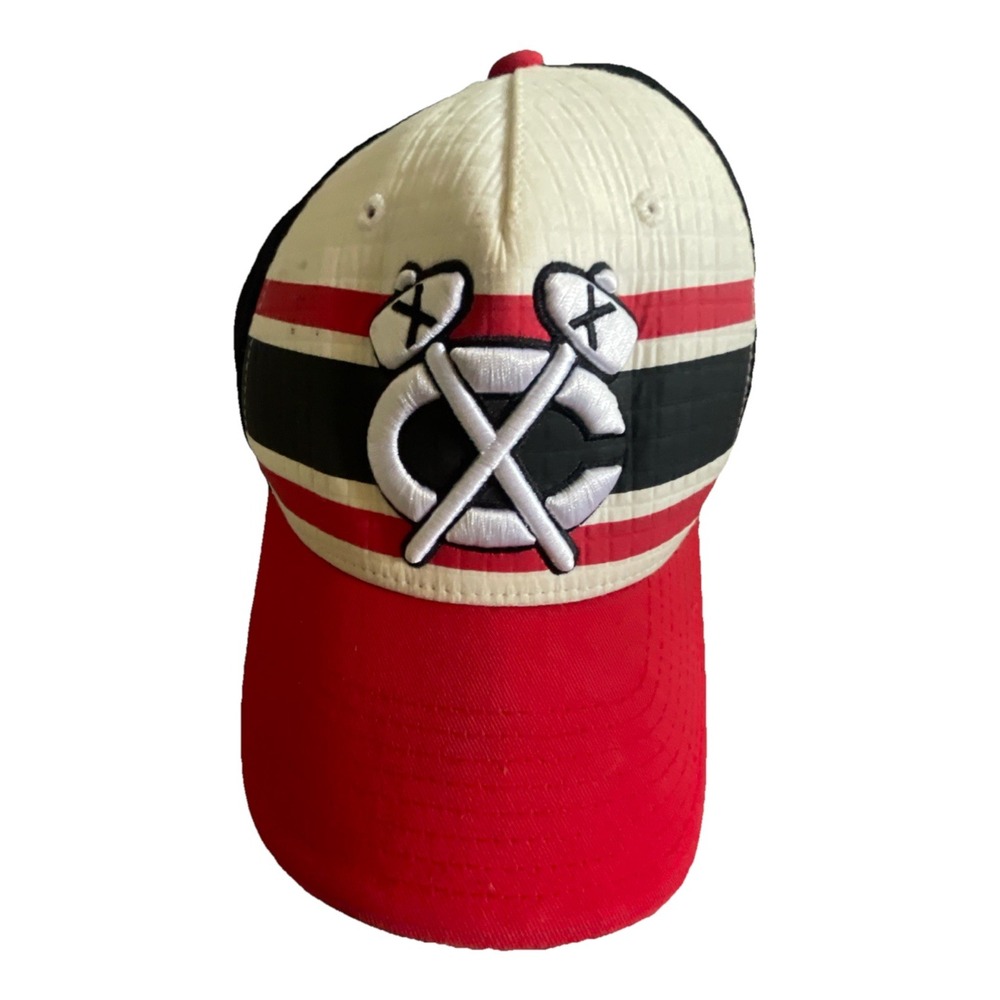 Vintage Chicago Blackhawks Old Time Hockey Mesh Cap Hat Flex Fit S/M
